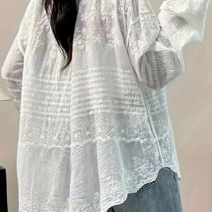 Elegant White Embroidered Women's Cotton  Top